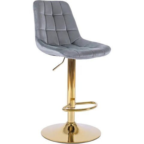 Барный стул бархатный MEBEL ELITE ARCOS Velvet серый / золотой фотография