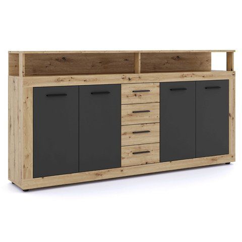 Комод MEBEL ELITE BLAGO 190 Дуб артизан / Чорний фотографія