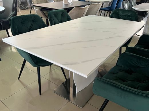 Стіл розкладний DETROIT CERAMIC Intarsio 160(200)x90 Білий Ефект Мармуру фотографія