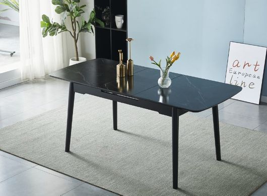 Стол раскладной BERLIN CERAMIC Intarsio 140(180)x80 Черный Мат Керамика Черный фотография