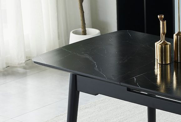 Стол раскладной BERLIN CERAMIC Intarsio 140(180)x80 Черный Мат Керамика Черный фотография