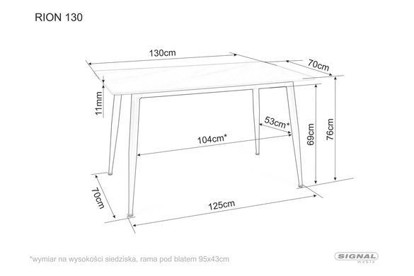 Стол Обеденный RION 130x70 Signal Белый Мрамор / Черный Мат фотография