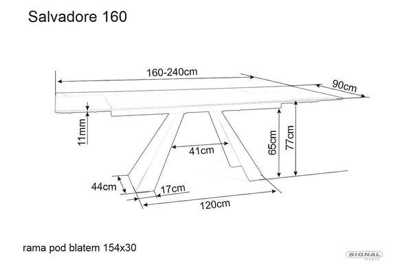 Cтіл Розкладний SALVADORE CERAMIC 160(240)X90 Signal Бірюза / Чорний Мат фотографія