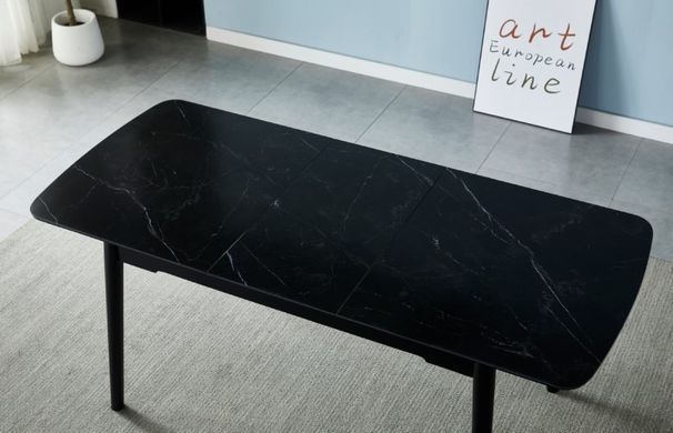 Стол раскладной BERLIN CERAMIC Intarsio 140(180)x80 Черный Мат Керамика Черный фотография