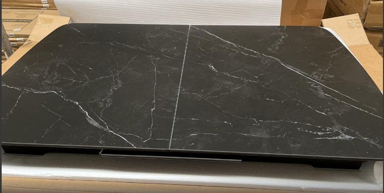 Стол раскладной BERLIN CERAMIC Intarsio 140(180)x80 Черный Мат Керамика Черный фотография