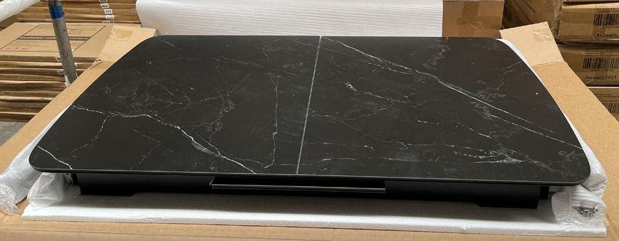 Стол раскладной BERLIN CERAMIC Intarsio 140(180)x80 Черный Мат Керамика Черный фотография