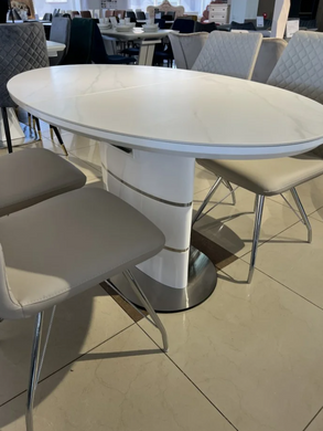 Стол раскладной SANREMO CERAMIC Intarsio 140(180)x80 Белый Эффект Мрамора фотография
