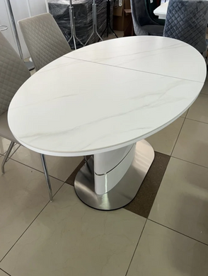 Стол раскладной SANREMO CERAMIC Intarsio 140(180)x80 Белый Эффект Мрамора фотография