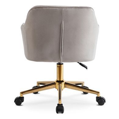 Стул офисный поворотный бархатный MEBEL ELITE KONOR Velvet Серый/золото фотография