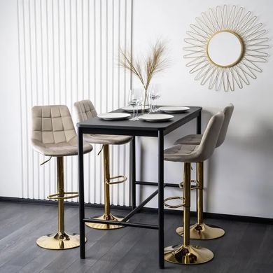 Барний стілець оксамитовий MEBEL ELITE ARCOS Velvet бежевий / золотий фотографія