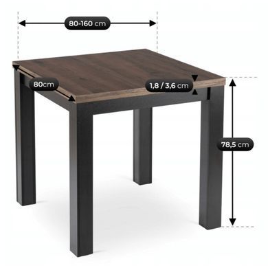 Стол раскладной MEBEL ELITE MAX 80 (160)80см Орех/Черный фотография