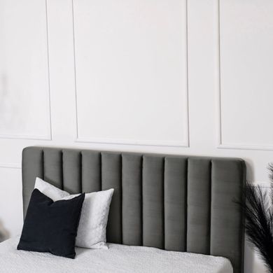 Ліжко двоспальне оксамитове 140x200 MEBEL ELITE MARI Velvet Сірий фотографія