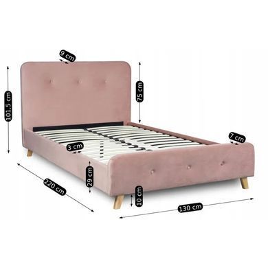 Кровать бархатная MEBEL ELITE MIKEL Velvet 120x200см Розовая фотография