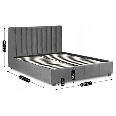 Ліжко двоспальне оксамитове 140x200 MEBEL ELITE MARI Velvet Сірий фотографія