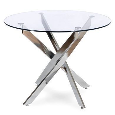Стіл MEBEL ELITE SALLO 2 100х100 см Прозорий/Хром фотографія