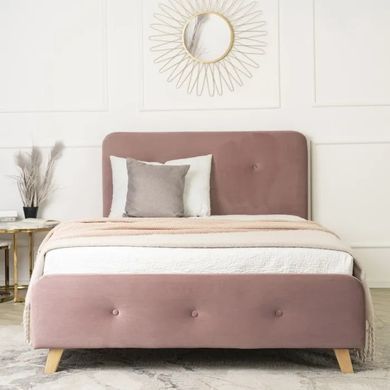 Кровать бархатная MEBEL ELITE MIKEL Velvet 120x200см Розовая фотография