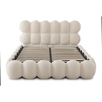 Кровать двуспальная MEBEL ELITE ANKARA 160x200 см Кремовая Букле фотография