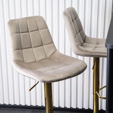 Барний стілець оксамитовий MEBEL ELITE ARCOS Velvet бежевий / золотий фотографія