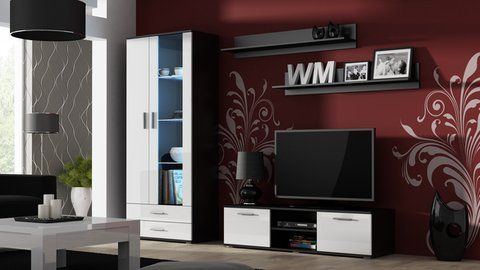 Стінка SOHO 11 Cama Білий Глянець/ Чорний Мат фотографія