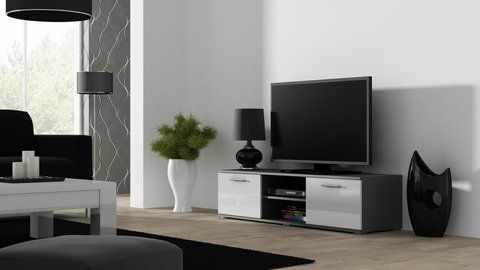 ТВ Тумба SOHO RTV Cama 140 Сірий Мат / Білий Глянець фотографія