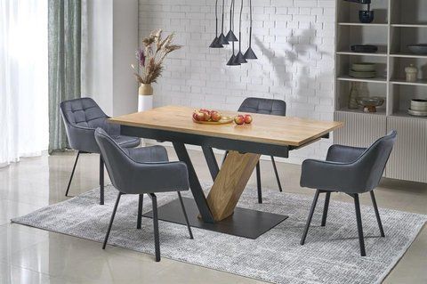 Стол раскладной FANIS Halmar 160(220)x90 Натуральный/Черный фотография