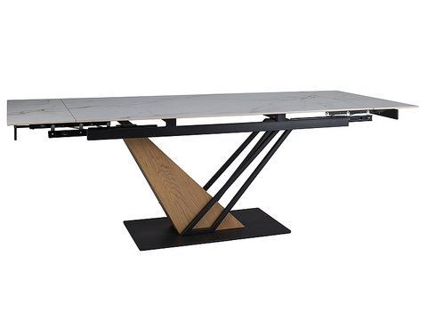 Стіл Обідній GENESIS Signal 160(220)X90 Білий Мат / Чорний / Дуб фотографія
