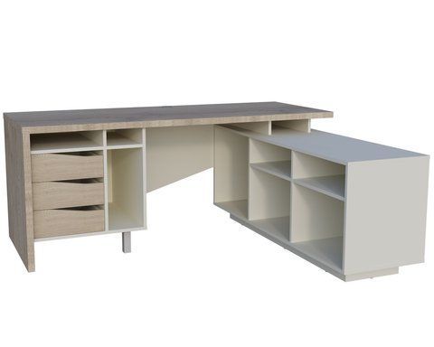 Стол письменный CONNECT 1 R SK 1900*786 Intarsio дуб кремона котта/стоун бейж фотография