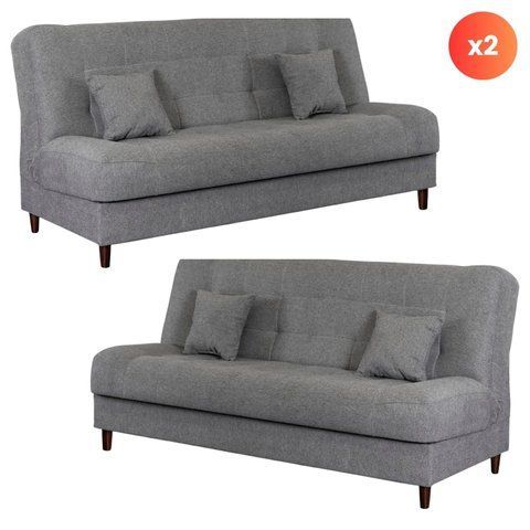 Набір з 2х диванів розкладних MEBEL ELITE NEPAL 187 см Сірий фотографія