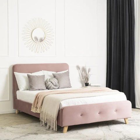 Ліжко оксамитове MEBEL ELITE MIKEL Velvet 120x200см Рожевий фотографія