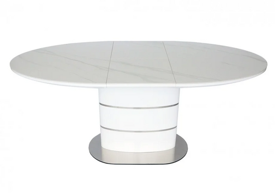 Стол раскладной SANREMO CERAMIC Intarsio 140(180)x80 Белый Эффект Мрамора фотография