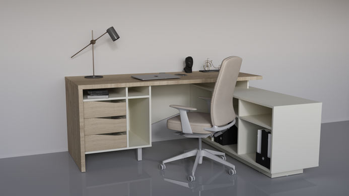 Стіл письмовий CONNECT 1 R SK 1900*786 Intarsio дуб кремона котта/стоун бейж фотографія