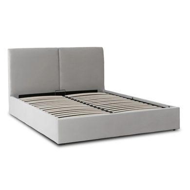Ліжко двоспальне MEBEL ELITE MARSYLIA Velvet 180x200 см Сірий фотографія