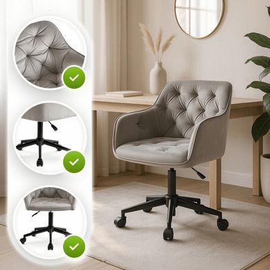 Стілець офісний поворотний оксамитовий MEBEL ELITE KONOR Velvet Сірий фотографія