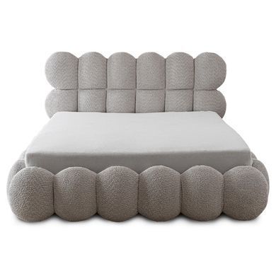 Кровать двуспальная MEBEL ELITE ANKARA 160x200 см Серая Букле фотография