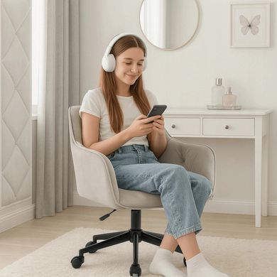 Стілець офісний поворотний оксамитовий MEBEL ELITE KONOR Velvet Сірий фотографія