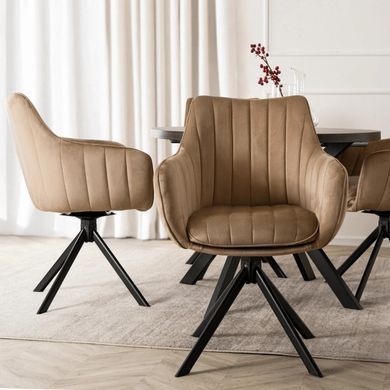 Стілець поворотний MEBEL ELITE MUMBAI 2 Velvet&nbsp;Бежевий фотографія