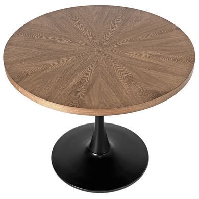 Комплект стіл MEBEL ELITE LINO 100х100 см Горіх / Чорний +4 стільці GARY 2 Зелений/ горіх фотографія