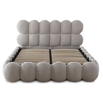 Кровать двуспальная MEBEL ELITE ANKARA 160x200 см Серая Букле фотография