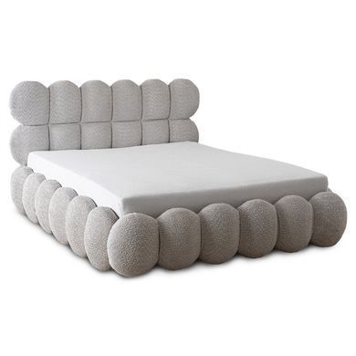 Кровать двуспальная MEBEL ELITE ANKARA 160x200 см Серая Букле фотография