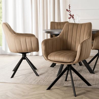 Стілець поворотний MEBEL ELITE MUMBAI 2 Velvet&nbsp;Бежевий фотографія