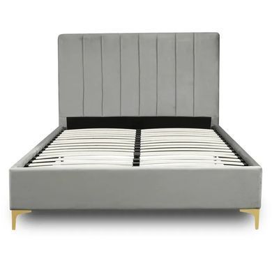 Кровать двуспальная бархатная MEBEL ELITE MARCELO Velvet 140x200 см Серый фотография