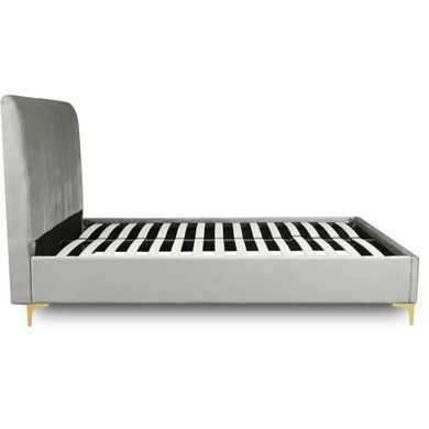 Кровать двуспальная бархатная MEBEL ELITE MARCELO Velvet 140x200 см Серый фотография