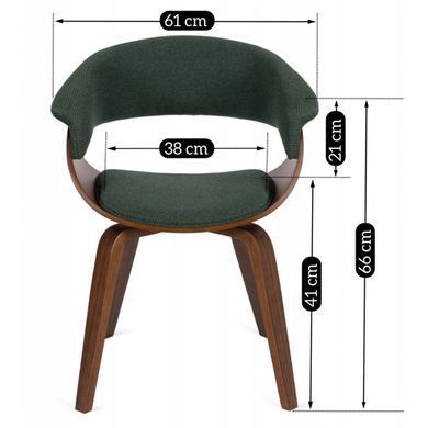 Комплект стіл MEBEL ELITE LINO 100х100 см Горіх / Чорний +4 стільці GARY 2 Зелений/ горіх фотографія
