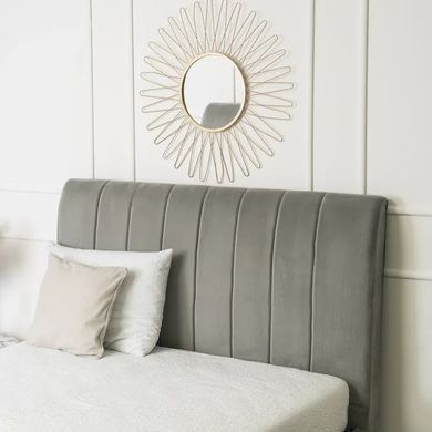 Кровать двуспальная бархатная MEBEL ELITE MARCELO Velvet 140x200 см Серый фотография