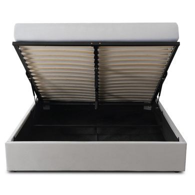 Ліжко двоспальне MEBEL ELITE MARSYLIA Velvet 180x200 см Сірий фотографія