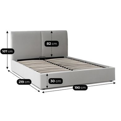 Ліжко двоспальне MEBEL ELITE MARSYLIA Velvet 180x200 см Сірий фотографія