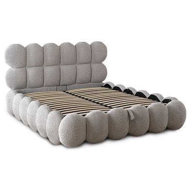 Кровать двуспальная MEBEL ELITE ANKARA 160x200 см Серая Букле фотография