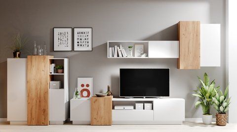 Стінка Perfect Home 3Д / 3D C Білий/дуб крафт золотий фотографія