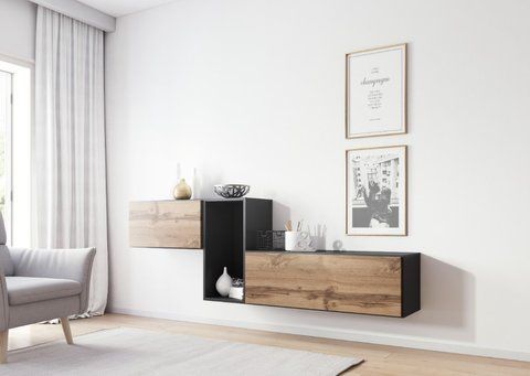 Стінка ROCO 11 Cama Антрацит / Дуб Вотан фотографія