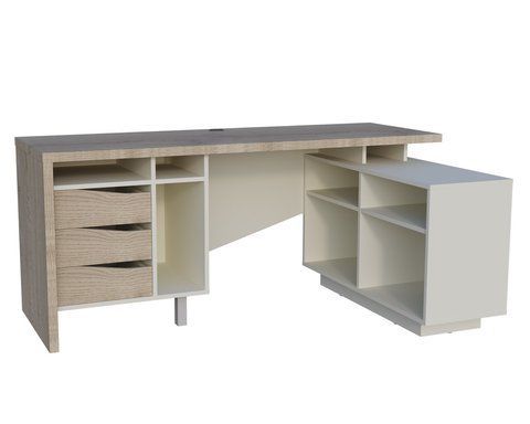 Стол письменный CONNECT 2 R SK Intarsio 1800*786 дуб кремона котта/стоун бейж фотография